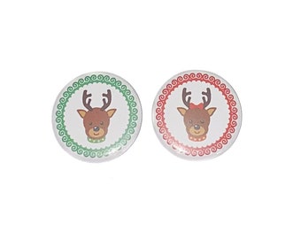Gender Reveal, Reindeer, Red, Green,  1.25", 1.5", 2.25", Pinback Button, Xmas, Holiday, Christmas, Baby Reveal, Rudolph, Vote, VB389, VB392