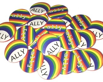 Ally Magnet, Gay, 1", 1.25", 1.5", Button Magnet, Marriage Equality, Gay Pride Button, Rainbow Magnet, LGBT Magnet, Ally Button, LGBT, GP005