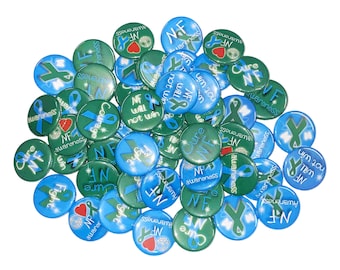 Neurofibromatosis, NF, 1", 1.25", 1.5", Button, NF Ribbon, Blue Ribbon, Green Ribbon, NF Theme, Nf Awareness, Flatback, Pinback, Pin, CA040