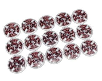 Fire, 1", 1.25", 1.5", Button, Fire Dept, Fireman Theme, Fireman Decor, First Responder, Craft Supply, Flatback, Pinback, Pin, LE006