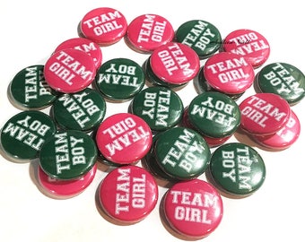 Gender Reveal, Hot Pink, Dark Green, 1.25", 1.5", 2.25", Pinback Button, Baby Reveal, Baby Shower, Pink, Green, Girl or Boy, VB072, VB092