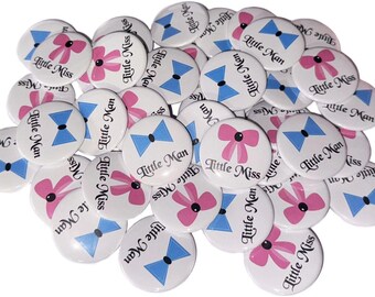 Gender Reveal, Little Man, Little Miss, 1.25", 1.5", 2.25", Pinback Button, Pregnancy Reveal, Baby Reveal, Pink or Blue, Votes, VB193, VB179