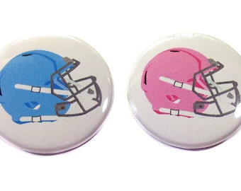 Football, Gender Reveal, Pink, Blue, Football Helmet, 1.25", 1.5", 2.25", Pinback Button, Baby Reveal, Footbal Shower, Vote, VB081, VB143