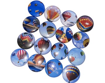 Hot Air Balloon, 1", 1.25", Button, Hot Air Balloon Theme, Hot Air Balloon Decor, Party Favor, Gift, Flatback, Pinback, Pin, Badge, VT002