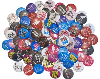 Hockey, 1", 1.25", 1.5", 2.25", Button, Hockey Party Favor, Hockey Birthday, Hockey Gift, Hockey Flatback, Hockey Pinback, Pin, Badge, SE035