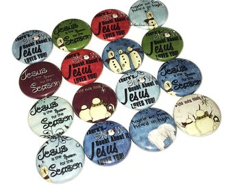 Snowman, Jesus, 1", 1.25", 1.5", 2.25", Button, Christmas, Snowman, Winter, Jesus, Religious, Holiday, Flatback, Pinback, Pin, Badge,  X035