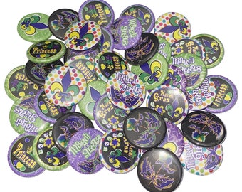 Mardi Gras, 1", 1.25", Button, Mardi Gras Decor, Mardi Gras, Mardi Gras Theme, Mardi Gras Party Favor, New Orleans, Flatback, Pinback, MG001