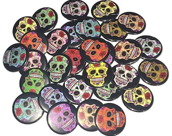 Sugar Skull Magnet, 1", 1.25", Button Magnet, Sugar Skull Theme, Sugar Skull Decor, Dia de los Muertos, Day of the Dead Celebration, PK001