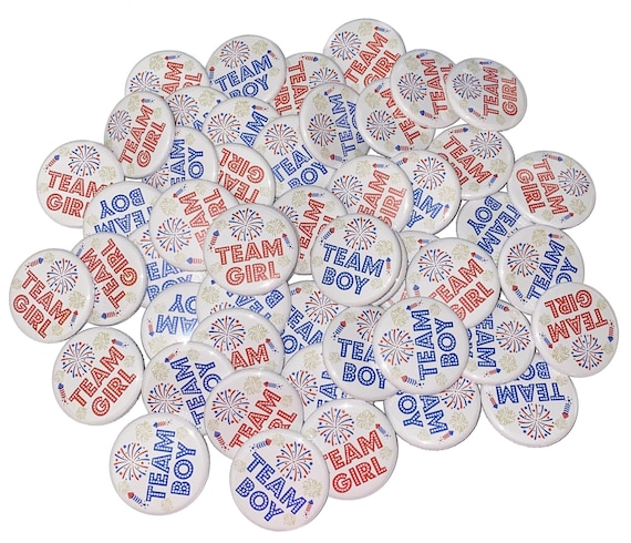 Gender Reveal, Fireworks, Blue, Red, 1.25", 1.5", 2.25", Pinback Button, Baby Reveal, Baby Shower, Patriotic, July 4th, VB502, VB503