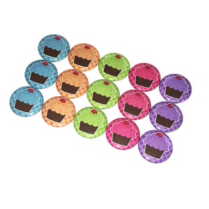 Cupcakes, 1&quot;, 1.25&quot;, 1.5&quot;, 2.25&quot;, Button, Party Favor, Bow Center, Cake, Flatback, Pinback, Pin, Badge, Baker Gift, Bakery Theme, FD004