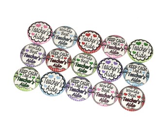Teacher's Aide, 1", 1.25", Button, Teacher's Aide Theme, Teacher's Aide Decor, Teacher's Aide Gift, Flatback, Pinback, Pin, Badge, PR012