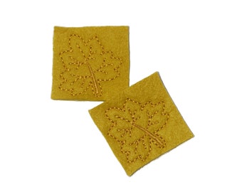 Leaf Felt, 2 Felts, Yellow-Gold, Unfinished, Craft Supply, Size 1 of 4, EMB106