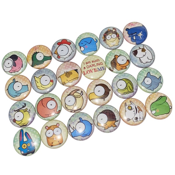 Animals, 1", 1.25", 1.5", 2.25", Button, Animal Theme, Animal Decor, Chicken, Dog, Cat, Animal Humor, Animal Flatback, Animal Pinback, A018