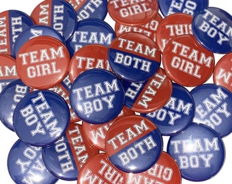 Gender Reveal, Twins, Dark Blue, Dark Red, 1.25", 1.5", 2.25", Pinback Button, Team Both, Reveal, Twin Reveal, Vote, VB099, VB108, VB427