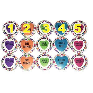 Heart, 1, 1.25, 1.5, 2.25, Button, Heart, Heart Theme, Party Favor, Valentine's Day, Flatback, Pinback, V001 image 3