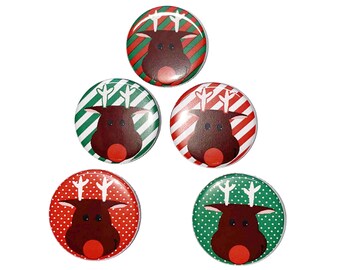 Reindeer, 1", 1.25", Button, Reindeer Party Favor, Reindeer Decor, Christmas, Reindeer Theme, Craft Supply, Flatback, Pinback, Pin, X023