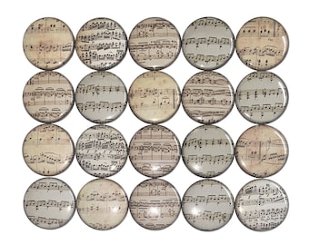 Music Sheet Magnet, Imperfect, 1" Button Magnet, 16 Buttons, Ready to Ship, MB007