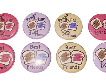 Peanut Butter, Jelly, PBJ, 1", 1.25", Button, Peanut Butter, Jelly, Best Friend, BFF, bff button, Friend, Flatback, Pinback, Badge, FD021