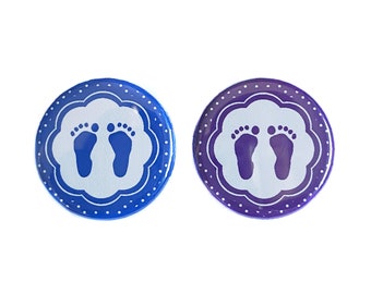 Baby Feet, Royal Blue, Purple, 1.25", 1.5", 2.25", Pinback Button, Girl or Boy, Pregnancy, Baby Reveal, Baby Vote, VB330, VB326