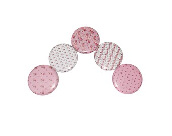 Pink White Floral Magnet, 1", 1.25", 1.5", 2.25", Button Magnet, Pink Decor, Pink White Decor, Floral Pattern, Pink Magnet, Magnet, BK021