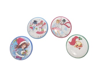 Christmas, Santa, Snowman, 1", 1.25", 1.5", 2.25", Button, Ice Skating, Winter, Santa Party Favor, Flatback, Pinback, Pin, Badge, Snow, X004