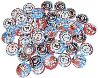 Pharmacy Tech, 1", 1.25", Button, Pharmacy Tech Theme, Party Favor, Pharmacy Decor, Rx Theme, Pharmacy Tech Gift, Flatback, Pinback, RX002