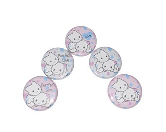 Kittens, Cats, 1", 1.25", Button, Kitten Theme, Kitten Decor, Cat Theme, Cat Decor, White Kitten, Cute Cat, Flatback, Pinback, CT009