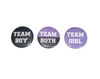 Gender Reveal, Twins, Black, Lavender, 1.25", 1.5", 2.25", Pinback Button, Boy or Girl, Team Both, Twin Reveal, Vote, VB150, VB111, VB428
