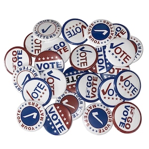 Vote, 1&quot;, 1.25&quot;, 1.5&quot;, 2.25&quot;, Button, Election, Campaign, Voter, Voting, Vote Flatback, Vote Pinback, Vote Badge, Vote Pin, PC023