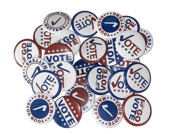 Vote, 1", 1.25", 1.5", 2.25", Button, Election, Campaign, Voter, Voting, Vote Flatback, Vote Pinback, Vote Badge, Vote Pin, PC023