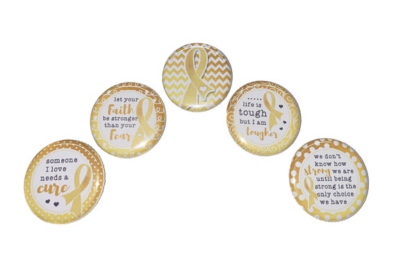 Gold Ribbon, 1", 1.25", 1.5", 2.25", Button, Gold Ribbon Theme, Childhood Cancer, Neuroblastoma, Cancer, Flatback, Pinback, Badge, CA043