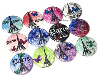 Paris, 1", 1.25", 1.5", 2.25", Button, Paris Theme, Paris Decor, Party Favor, Birthday, Paris Gift, Eiffel Tower, Flatback, Pinback, TS011