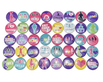 Cheer, Cheer Magnet, 1", 1.25", Button Magnet, Cheer Theme, Cheer Decor, Cheerleading, Cheer Gift, Cheer Birthday, Pom Poms, CD025