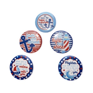 Religious, 1&quot;, 1.25&quot;, 1.5&quot;, 2.25&quot;, Button, Nautical, Christian Gift, Prayer, Church Party Favor, Scripture, Flatback, Pinback, FT007