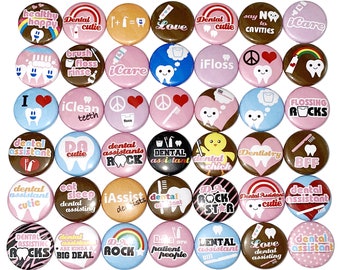 Dental Magnet, 1", 1.25", Button Magnet, Dentist, Dental, Dental Assistant, Tooth, Teeth, Floss, Brown, Pink, Blue, DT002