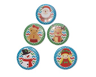 Christmas Magnet, Blue, Green, 1", 1.25", 1.5", 2.25", Button Magnet, Santa Magnet, Gingerbread Girl, Elf, Reindeer, Snowman Magnet, X001