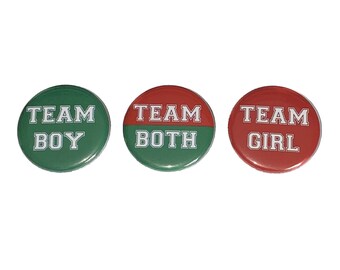 Gender Reveal, Twins, Dark Green, Dark Red, 1.25", 1.5", 2.25", Pinback Button, Christmas, Baby Shower, Reveal, Holiday, VB072, VB108, VB425