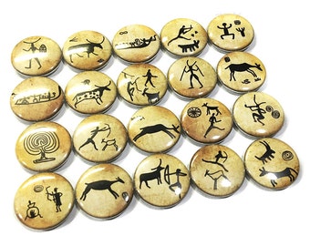 Tribal Art Magnet, 1", 1.25", 1.5", Button Magnet, Tribal Decor, Primitive Theme, Primitive, Tribal, Tribal Party Favor, Hieroglyphic, T001