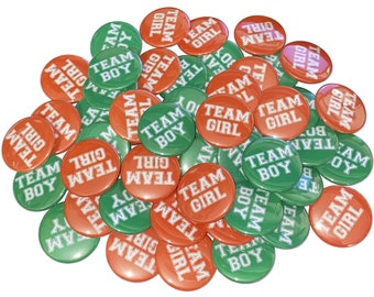 Gender Reveal, Orange, Green, 1.25", 1.5", 2.25", Pinback Button, Baby Shower, Team Girl, Team Boy, Reveal Shower, Baby Reveal, VB110, VB077