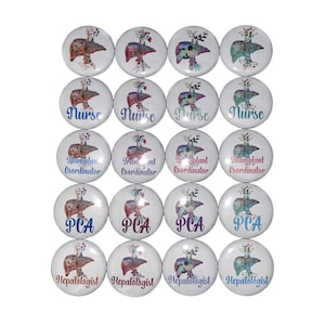 Liver Magnet, 1&quot;, 1.25&quot;, 1.5&quot;, 2.25&quot;, Button Magnet, Liver, PCA, Nurse, Hepatologist, Transplant Coordinator, Liver Transplant, MP024