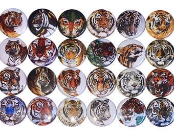 Tiger Magnet, 1", 1.25", 1.5", 2.25", Button Magnet, White Tiger, Tiger Button, Tiger Gift, Party Favor, Tiger Birthday, Tiger Decor, A035