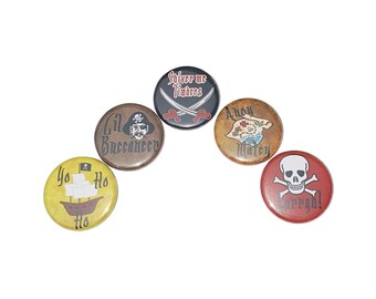 Pirate Magnet, 1", 1.25", Button Magnet, Pirate Decor, Pirate Theme, Pirate Party Favor, Pirate Ship, Pirate Gift, Skull, PK004