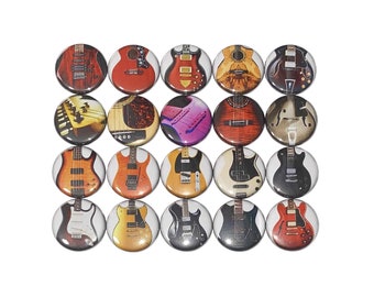 Guitar Magnet, 1", 1.25", 1.5", 2.25", Button Magnet, Guitar Decor, Guitar Theme, Guitar, Party Favor, Guitar Gift, Band, Music, Gift, MB005