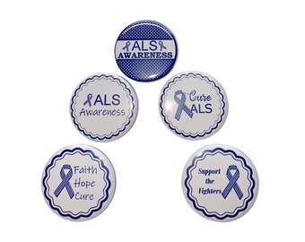 ALS Magnet, 1", 1.25", 1.5", 2.25", Button Magnet, ALS, Amyotrophic Lateral Sclerosis, Als Ribbon, Als Awareness, Als Theme, Blue, CA051