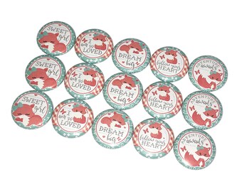 Fox, 1", 1.25", 1.5", 2.25", Button, Fox Theme, Fox Party Favor, Fox Decor, Fox Birthday, Fox Gift, Foxes, Flatback, Pinback, Pin, A026
