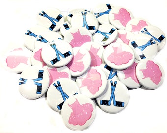 Gender Reveal, Hockey, Tutu, Ballet, 1.25", 1.5", 2.25", Pinback Button, Baby Shower, Boy or Girl, Blue or Pink, Baby Reveal, VB097, VB172