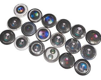 Camera, Photography, 1", 1.25", 1.5", 2.25", Button, Camera Theme, Party Favor, Lens, Photo, Film, Photographer, Flatback, Pinback, CP003