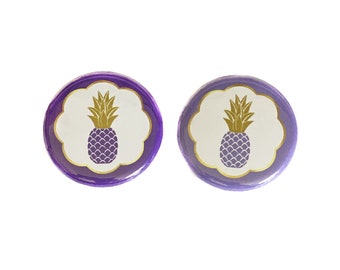 Pineapple, Gender Reveal, Baby Reveal, Purple, Lavender, 1.25", 1.5", 2.25", Pinback Button, Baby Shower, Boy or Girl, Vote, VB482, VB479