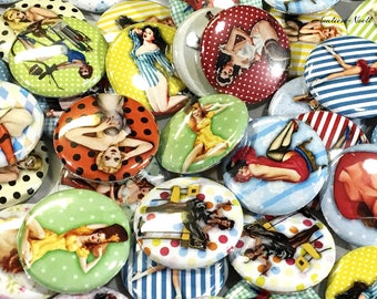 Pin Up Girl Magnet, 1", 1.25", 1.5", 2.25", Button Magnet Pin Up Decor, Rockabilly Theme, Pin Up Girl Theme, Pin Up Button, Pin Up, AM009