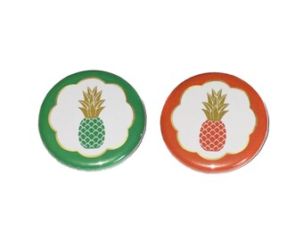 Pineapple, Gender Reveal, Baby Reveal, Green, Orange, 1.25", 1.5", 2.25", Pinback Button, Baby Shower, Boy or Girl, Baby Vote, VB210, VB472